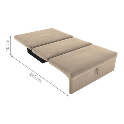 Sofá Cama 2 Lugares Belize Suede Bege