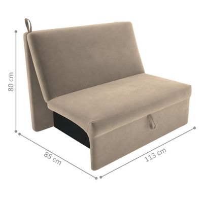 Sofá Cama 2 Lugares Belize Suede Bege