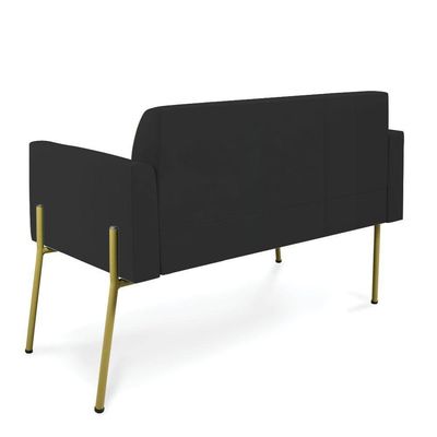Sofá Namoradeira 2 Lugares Pé De Ferro Dourado Marisa Veludo D03 Preto