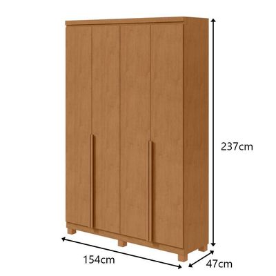 Guarda-roupas 4 Portas 2 Gavetas 100% Mdf Alonzo Sem Espelho E Com Pés Amendoa Clean
