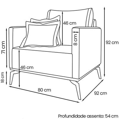 Kit 2 Poltronas Sala De Estar Liv Pes Aço Linho Areia Ezz Areia