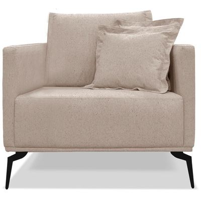 Kit 2 Poltronas Sala De Estar Liv Pes Aço Linho Areia Ezz Areia