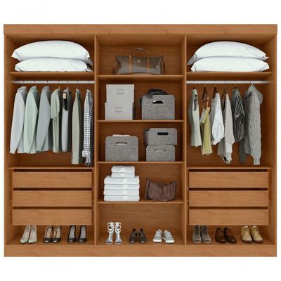 Guarda-roupas Casal Bertha 6 Portas 6 Gavetas Sem Espelho Com Pés Amendoa Clean Off White