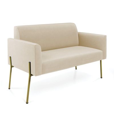 Sofá Namoradeira 2 Lugares Pé De Ferro Dourado Marisa Suede D03 Bege