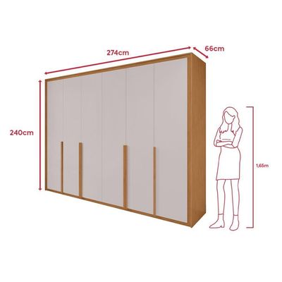 Guarda Roupa 6 Portas Easy Space Amendoa Clean/off White