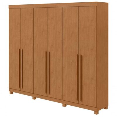 Guarda-roupas Casal Bertha 6 Portas 6 Gavetas Sem Espelho Com Pés- Lopas Amendoa Clean