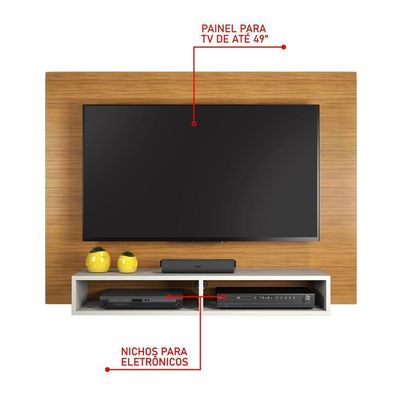Painel Para Tv Até 43 Polegadas Eros E Suporte Para Tv Notável Móveis Freijó/off White