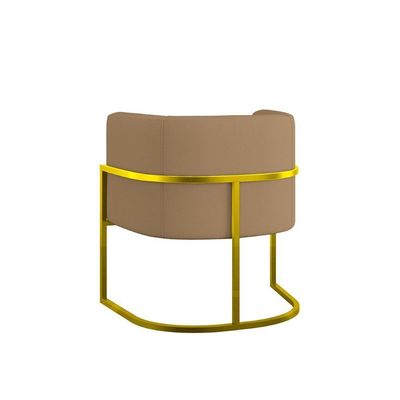 Kit 2 Poltronas + Sofá 2 Lugares Base De Metal Gold Veludo Capuccino