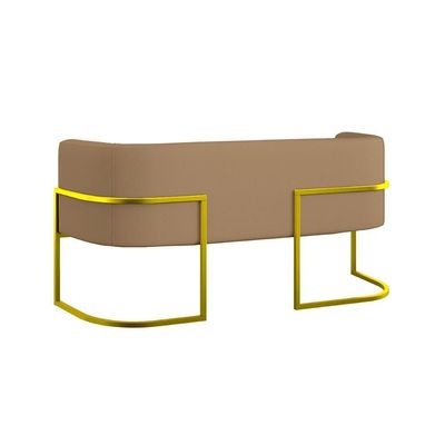 Kit 2 Poltronas + Sofá 2 Lugares Base De Metal Gold Veludo Capuccino
