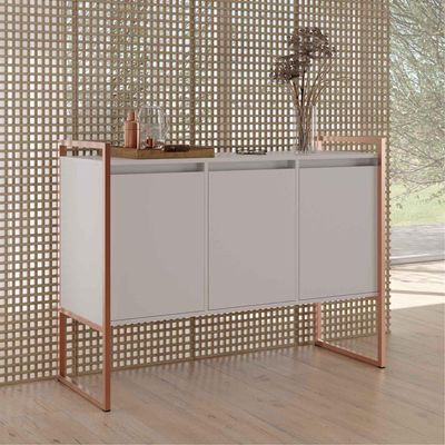 Buffet 3 Portas Sala De Estar Lisboa Branco Cobre Branco Cobre