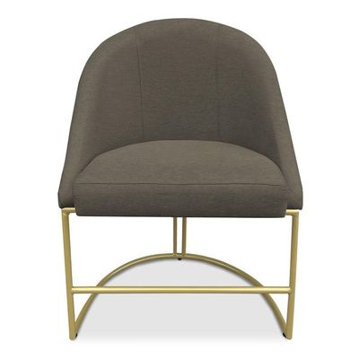 Cadeira Poltrona De Jantar Bela Suede Marrom Rato Base Metálica Industrial Dourado - Pallazio