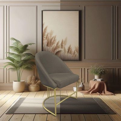 Cadeira Poltrona De Jantar Bela Suede Marrom Rato Base Metálica Industrial Dourado - Pallazio