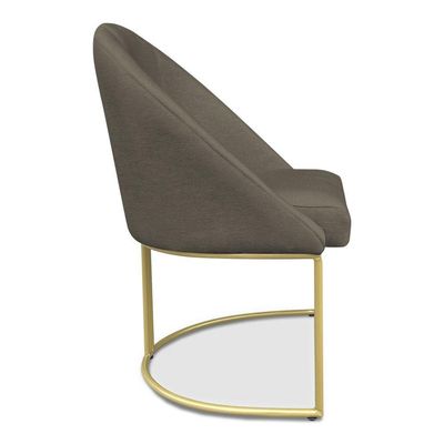 Cadeira Poltrona De Jantar Bela Suede Marrom Rato Base Metálica Industrial Dourado - Pallazio