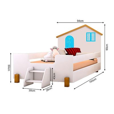 Cama De Criança Infantil Solteiro Belissima Azul - Branco E Mel - Branco