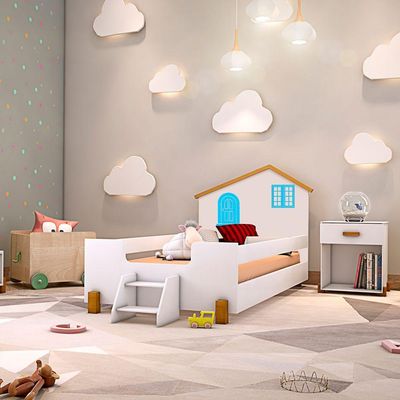 Cama De Criança Infantil Solteiro Belissima Azul - Branco E Mel - Branco