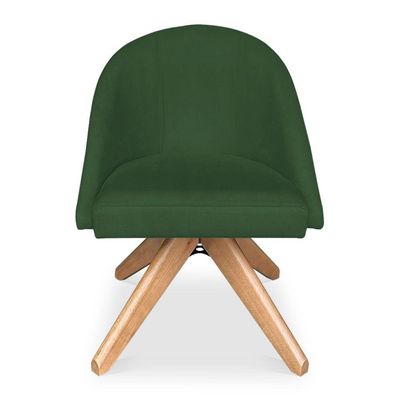 Kit 02 Poltronas Cadeira Giratória Bela Suede Base De Madeira - Pallazio Verde