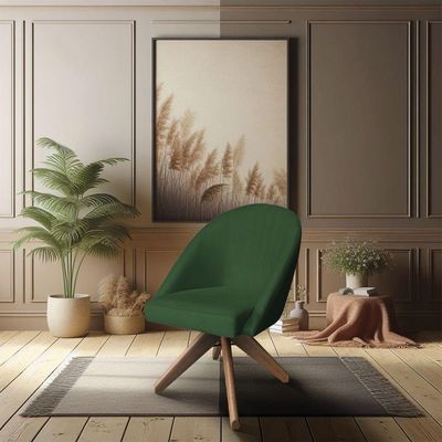 Kit 02 Poltronas Cadeira Giratória Bela Suede Base De Madeira - Pallazio Verde