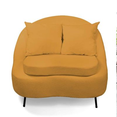Poltrona Decorativa Orgânica Pé Ferro Pto Zaya Bouclê C05 - D'rossi Cor Mostarda