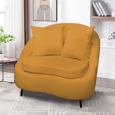 Poltrona Decorativa Orgânica Pé Ferro Pto Zaya Bouclê C05 - D'rossi Cor Mostarda