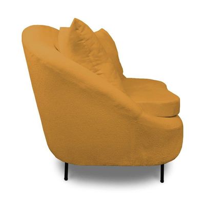 Poltrona Decorativa Orgânica Pé Ferro Pto Zaya Bouclê C05 - D'rossi Cor Mostarda
