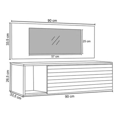 Penteadeira Mesa De Maquiagem Joy Suspensa 01 Gaveta Com Espelho Branco - Desk Design