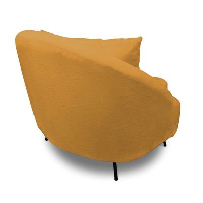 Poltrona Decorativa Orgânica Pé Ferro Pto Zaya Bouclê C05 - D'rossi Cor Mostarda