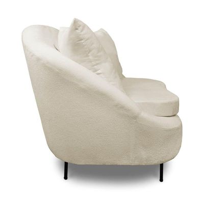 Poltrona Decorativa Orgânica Pé Ferro Pto Kit 2 Zaya Bouclê C05 - D'rossi Cor Bege