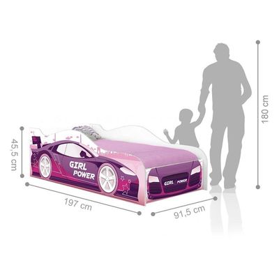 Cama Carro Girl Power Joy Rosa Solteiro