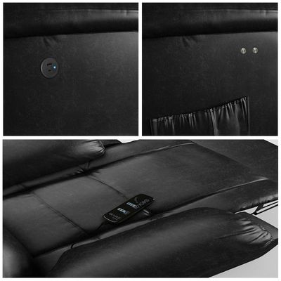 Poltrona Do Papai Reclinável Sala De Cinema Barcelona Touch Massagem Usb Pu Preto Brilho