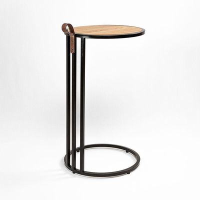 Mesa De Apoio Industrial Supreme Alça De Couro Freijó Marrom
