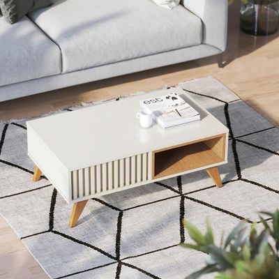 Mesa De Centro Retangular 1 Nicho Jeri Off White Freijó Off White Freijó