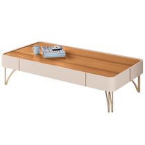 Mesa De Centro Para Sala Com Pés De Aço Alane H01 Off White-cinamomo - Mpozenato