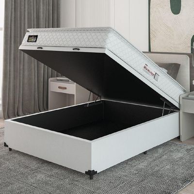 Cama Box Baú Casal Colchão Espuma D33 Pillow Top New Millenium 138x188x60cm Branco Hellen