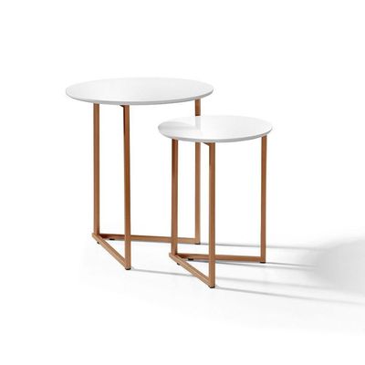 Jogo De Mesa Lateral Canto Jade Sala Estar Pés Ferro Luxo