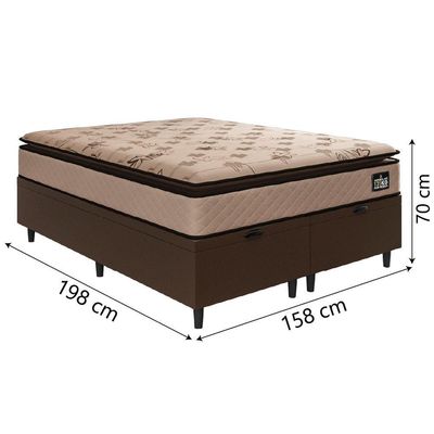Cama Box Baú Casal Queen Colchão Espuma D33 Pillow Top Van Gogh 158x198x70cm Suede Marrom Hellen
