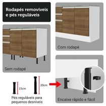 Kit Balcão + Cristaleira 70cm Branco Rustic Glamy Madesa 01 Branco Rustic