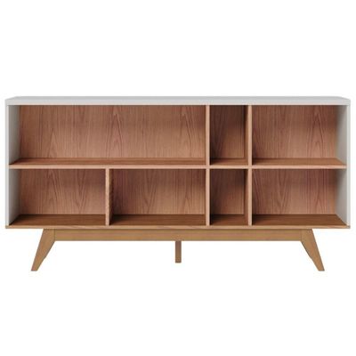 Buffet 3 Portas E Prateleiras Aurora Off White Matte Freijó