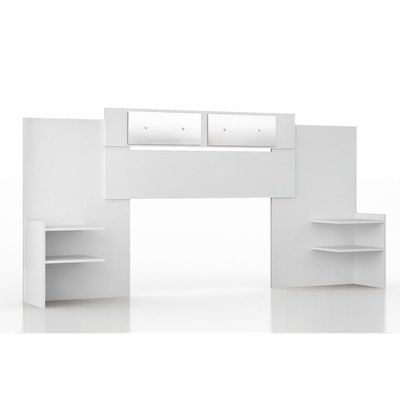 Cabeceira Cama Box Madeirado Solteiro/Casal/Queen Mila Extensível c/ Espelho Branco - Panan