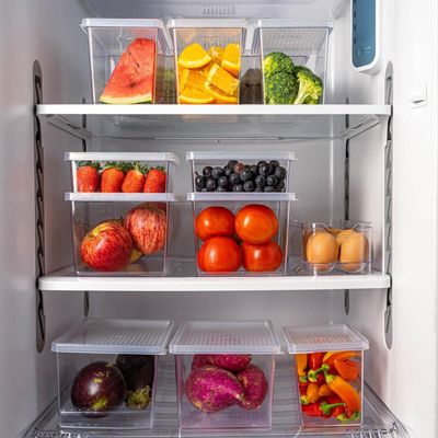 Kit 3 Organizadores de Geladeira com Tampa 660ml Cozinha Multiuso Frutas Transparente UZ