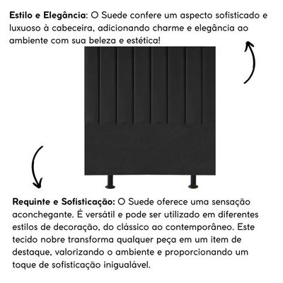 Cabeceira Estofada Cama Box Solteiro 90 Cm Maya Suede E Frame preto