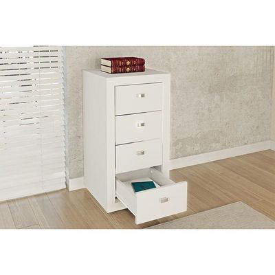 Gaveteiro p/ Escritório ME4133 c/ 4 Gavetas e Rodízios Branco - Tecno Mobili