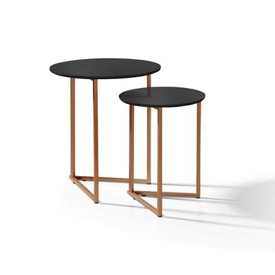 Mesa Lateral De Sala Pé Ferro Estilo Industrial Cobre/preto