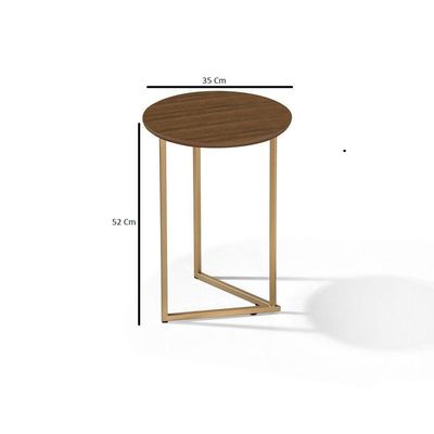 Mesa Lateral Pé De Aço Estilo Industrial Dourado/malbec