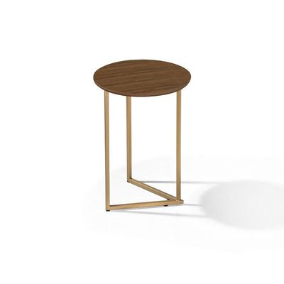 Mesa Lateral Pé De Aço Estilo Industrial Dourado/malbec