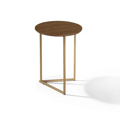 Mesa Lateral Pé De Aço Estilo Industrial Dourado/malbec