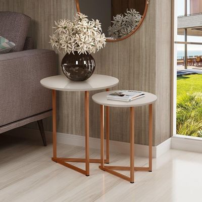 Jogo De Mesa Lateral Apoio Canto Jade Kit Sala Estar Sofá