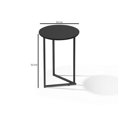 Kit 2 Mesa De Canto Redonda Jade Pé De Aço Estilo Industrial