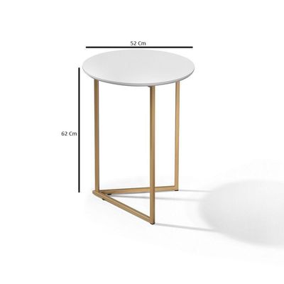Conjunto De Mesa Lateral Jade Sala Estar Pé De Aço Dourado