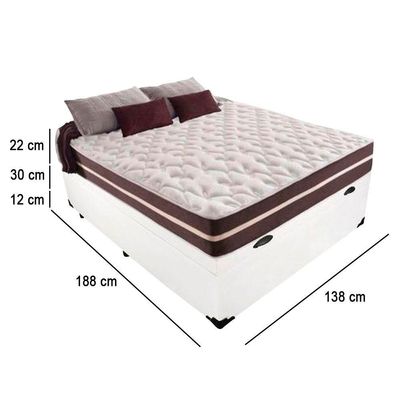 Cama Box Baú Casal + Colchão De Molas  Colchões Classic Superlastic 138x188x64 Branco