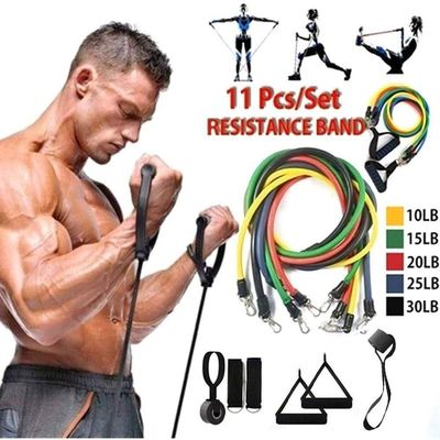 11 Peças Elástico Extensor Exercicio Funcional Até 100 Libras Kit Elástico Pilates Jt-003